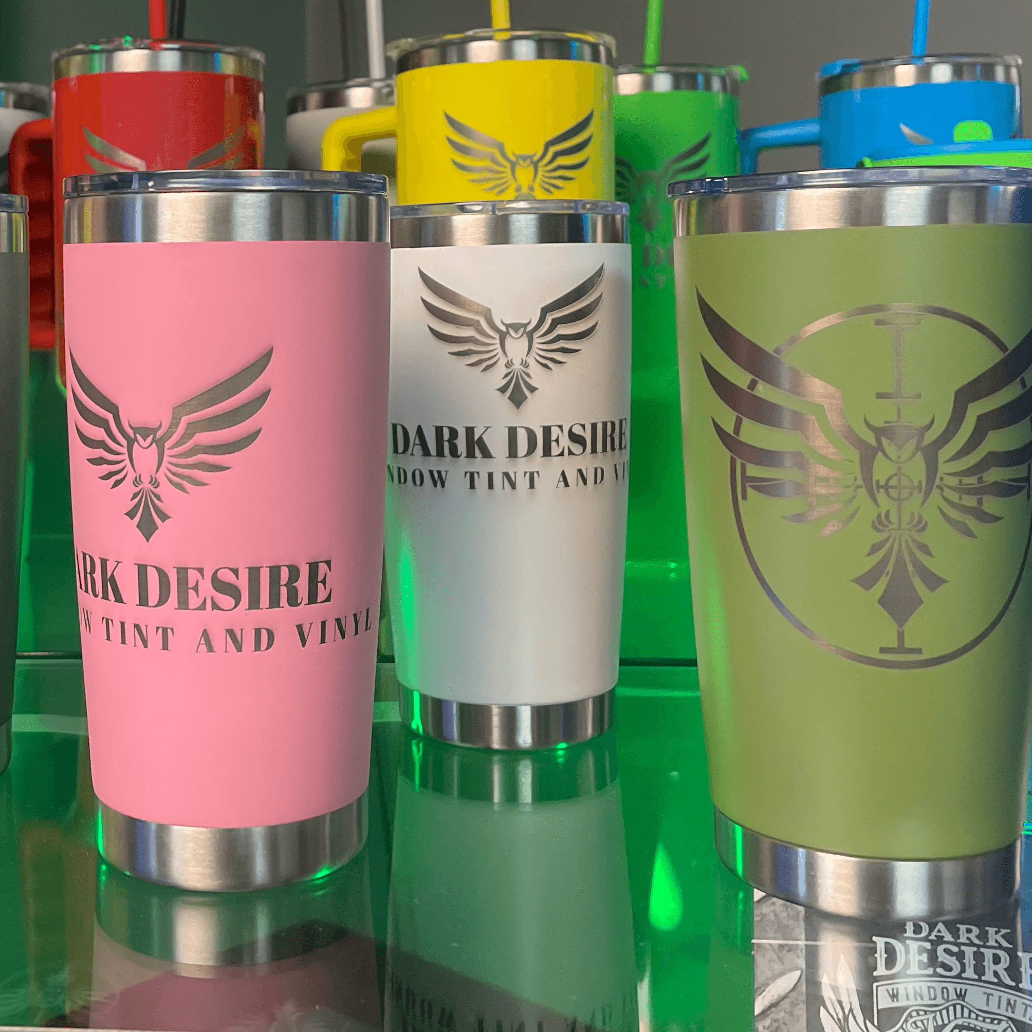 Dark Desire Window Tint and Vinyl custom engraved tumbler cups